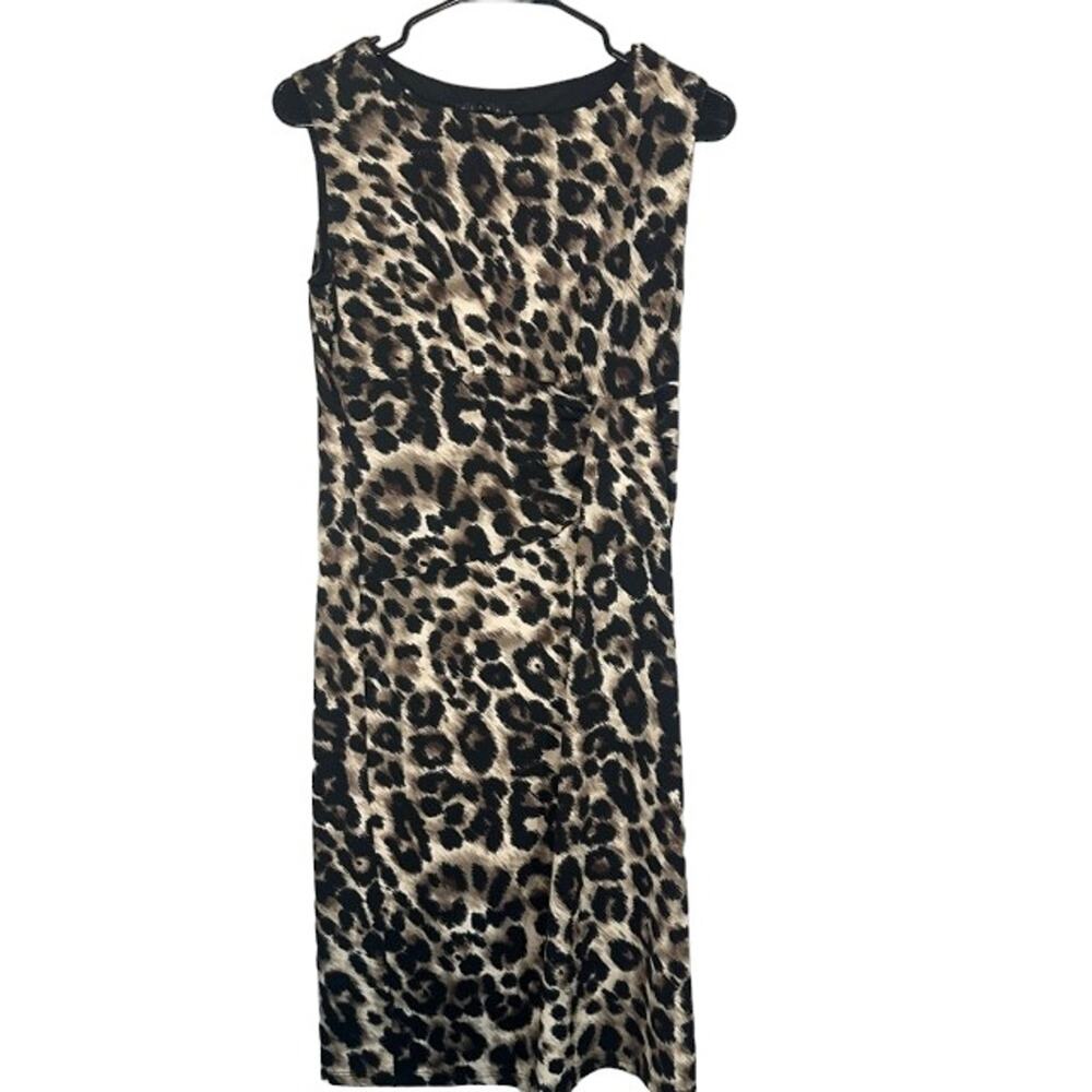 Tiana B. Leopard Animal Leopard Print Sleeveless Mob Wife Midi Dress Women SZ S